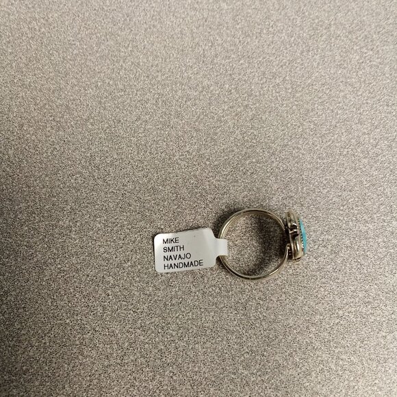 Navajo Handmade Sterling Silver & Turquoise Ring Size 8 - Picture 6 of 7
